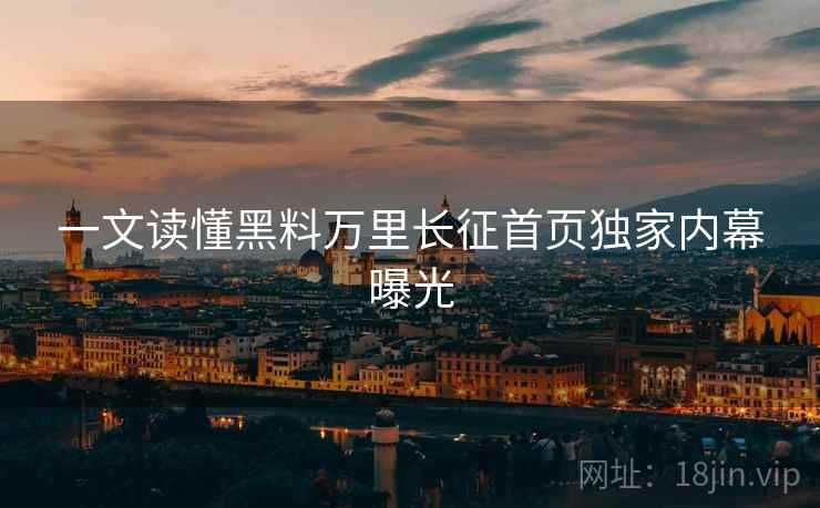 一文读懂黑料万里长征首页独家内幕曝光