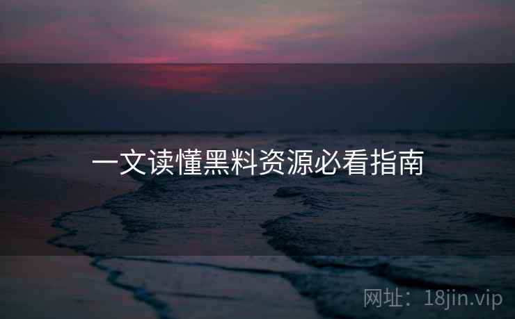 一文读懂黑料资源必看指南